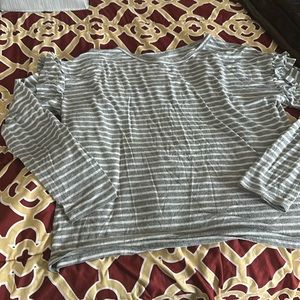 Grey and white long sleeve shirt